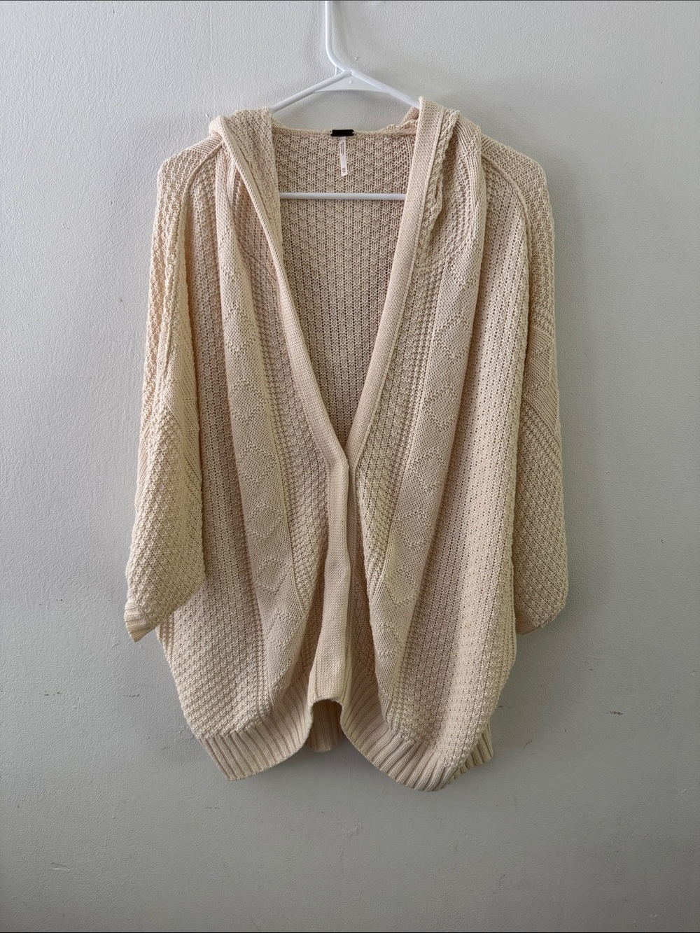 Free People Cream Hooded Open-Front Cardigan Sweater Sz XS